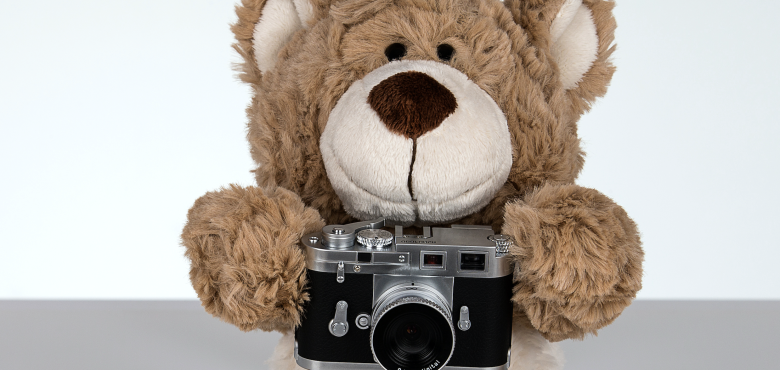 Doudou avec un appareil photo